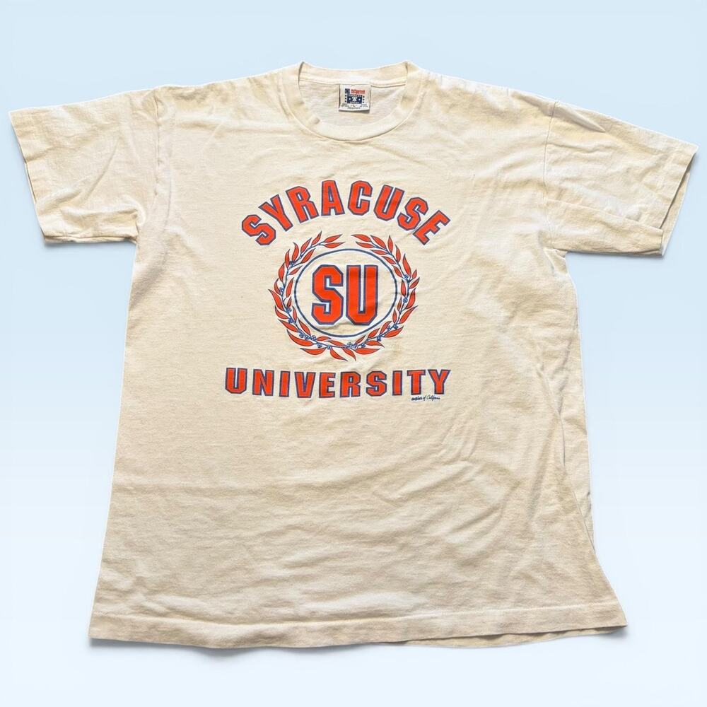 Vintage Syracuse University Shirt Mens Large White NCAA College America's Finest
